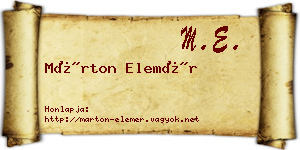 Márton Elemér névjegykártya